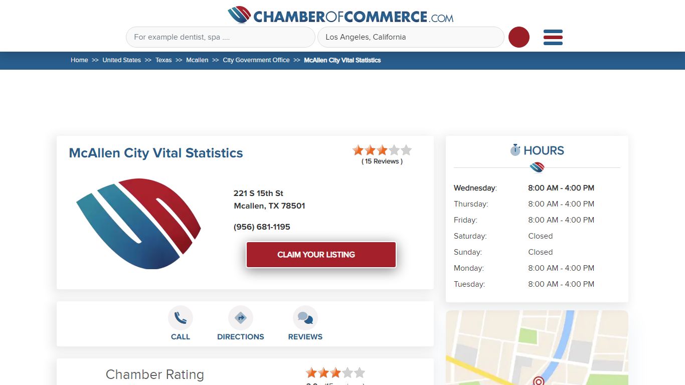 McAllen City Vital Statistics in Mcallen, TX 78501 - (956) 681-1195